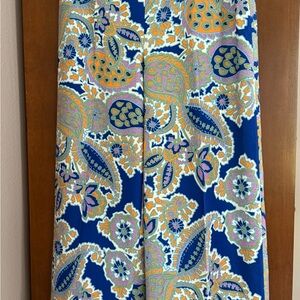 Zara Blue and Orange Paisley A-Line Skirt